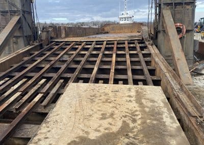 Fitzgerald Metalworks. Iron ramp leading to the flat top of the barge.