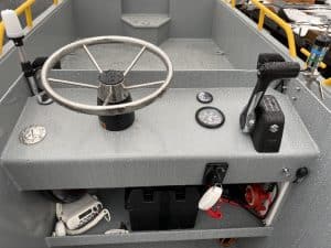 Fitzgerald Metalworks. The control console of a boat.